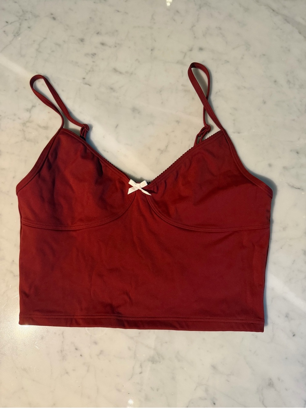 SET Active Deep Red Bralette Cami with Adjustable Straps